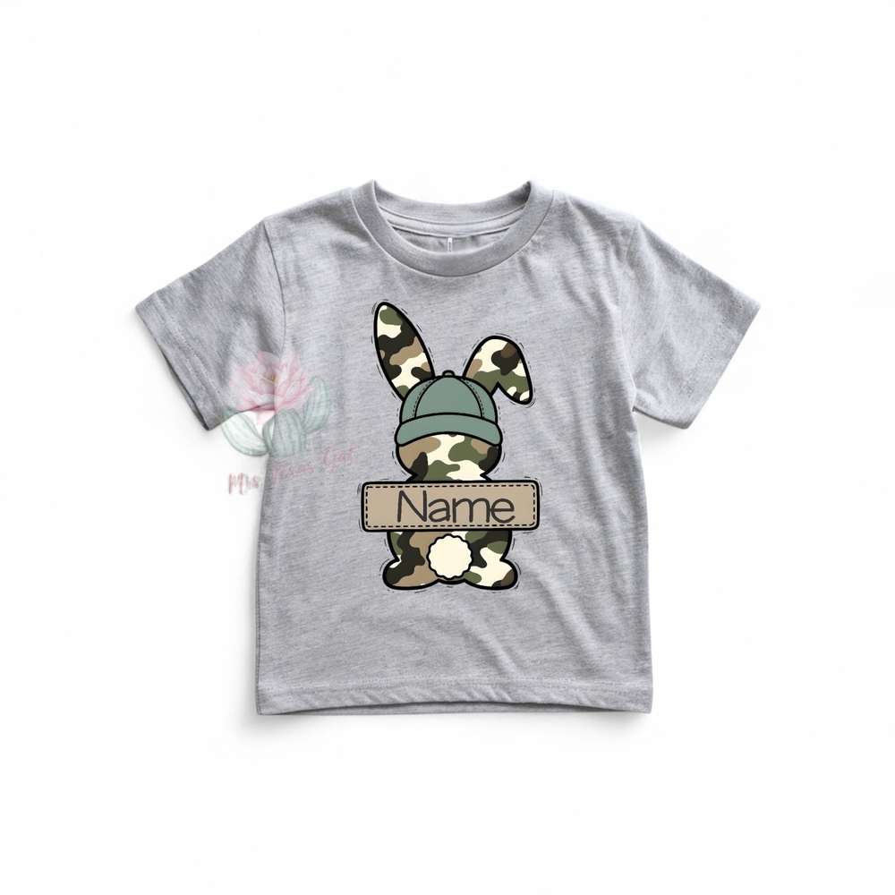 Gray Camouflage Bunny Kids T-Shirt
